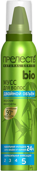 Изображение товара Мусс для укладки волос Прелесть Био Сверхсильной фиксации с морскими минералами (160мл)
