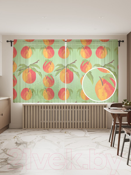 Изображение товара Комплект гардин JoyArty Яблочный рисунок / tul_52372 (2шт, 145x180)