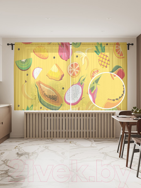 Изображение товара Комплект гардин JoyArty Сочные кусочки / tul_71722 (2шт, 145x180)