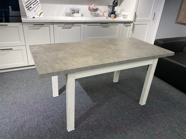 Изображение товара Обеденный стол Senira Кастусь 120-160x75 (бетон/белый)