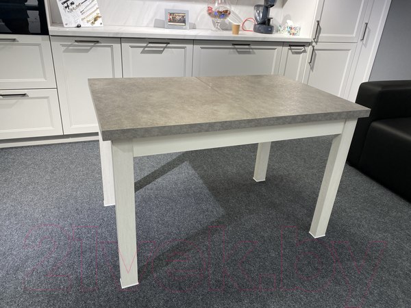 Изображение товара Обеденный стол Senira Кастусь 120-160x75 (бетон/белый)