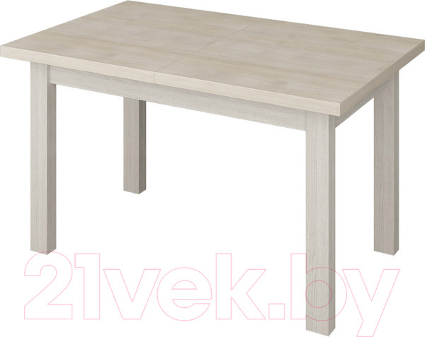 Изображение товара Обеденный стол Senira Кастусь 100-130x60 (дуб выбеленный/белый)
