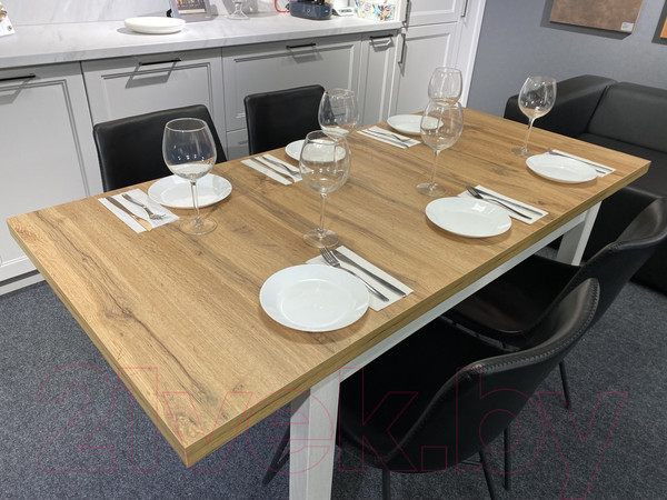 Изображение товара Обеденный стол Senira Кастусь 100-130x60 (дуб вотан/белый)