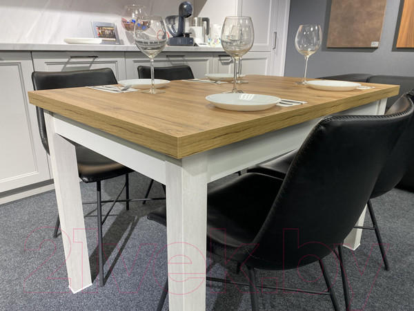 Изображение товара Обеденный стол Senira Кастусь 100-130x60 (дуб вотан/белый)