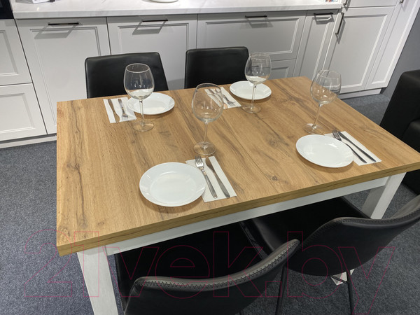 Изображение товара Обеденный стол Senira Кастусь 100-130x60 (дуб вотан/белый)