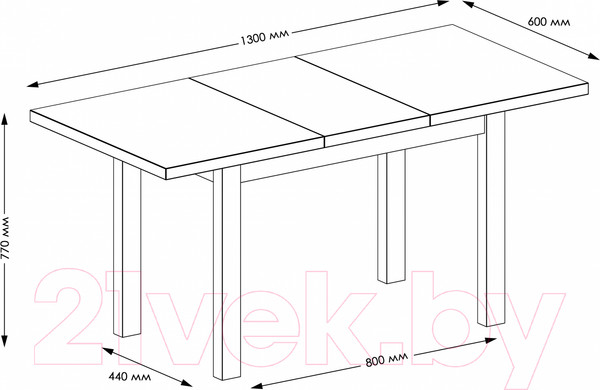 Изображение товара Обеденный стол Senira Кастусь 100-130x60 (белый/венге)