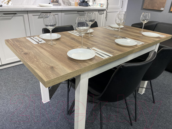 Изображение товара Обеденный стол Senira Кастусь 100-130x60 (береза сандал/белый)