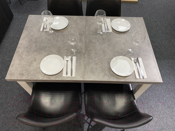 Изображение товара Обеденный стол Senira Кастусь 110-145x70 (бетон/белый)