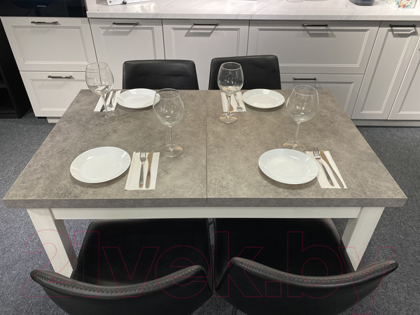 Изображение товара Обеденный стол Senira Кастусь 110-145x70 (бетон/белый)