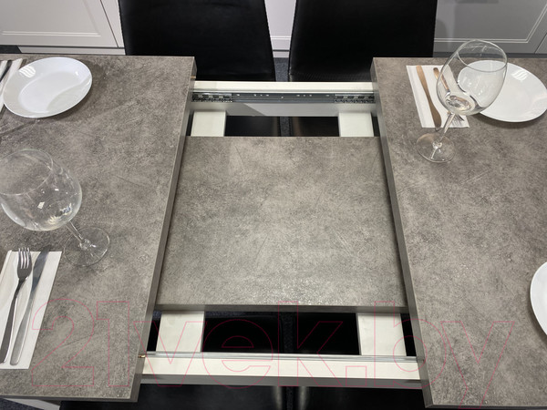 Изображение товара Обеденный стол Senira Кастусь 110-145x70 (бетон/белый)