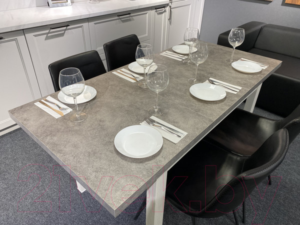 Изображение товара Обеденный стол Senira Кастусь 110-145x70 (бетон/белый)