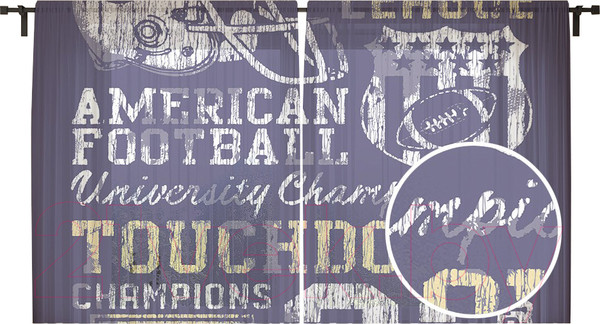 Изображение товара Комплект гардин JoyArty Постер университетского чемпионата ретро / tul_16547 (2шт, 145x180)