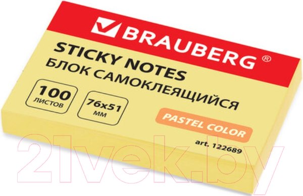 Изображение товара Блок для записей Brauberg Пастельный / 122689 (желтый)