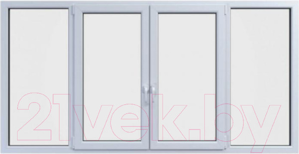 Изображение товара Балконная рама Brusbox Roto NX Поворотно-откидные 2 центральные створки 2 стекла (1400x2400x60)