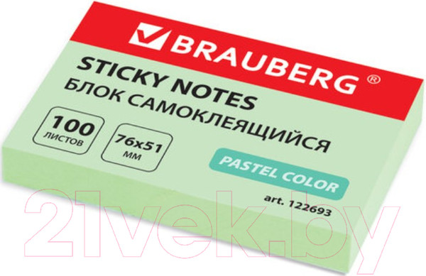 Изображение товара Блок для записей Brauberg Пастельный / 122693 (зеленый)