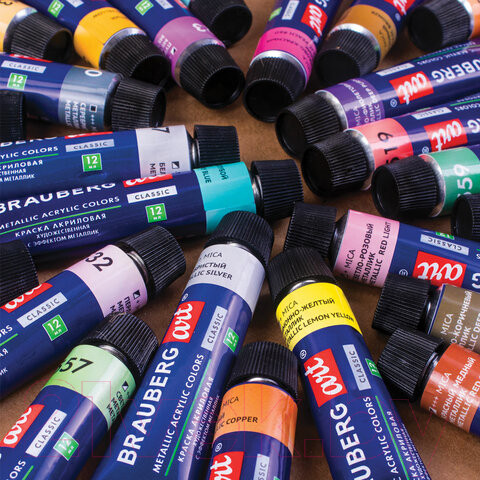 Изображение товара Акриловые краски Brauberg Металлик / 191720 (24шт)