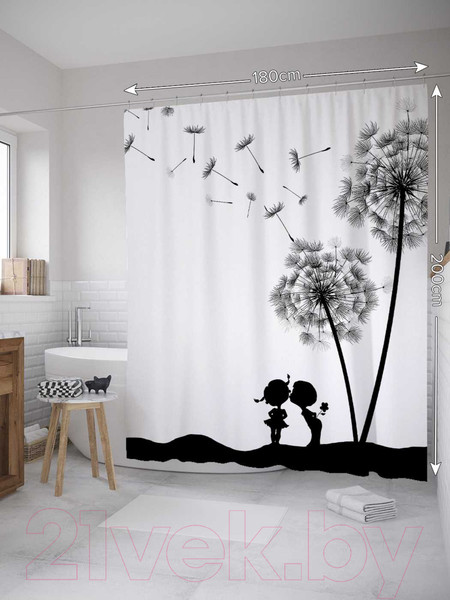 Изображение товара Шторка-занавеска для ванны JoyArty Романтика у одуванчиков / sc_8364