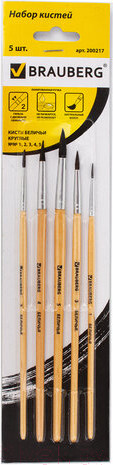 Изображение товара Набор кистей Brauberg Беличья / 200217 (5шт)