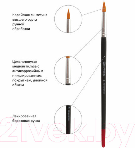 Изображение товара Набор кистей Brauberg Синтетическая / 200219 (5шт)