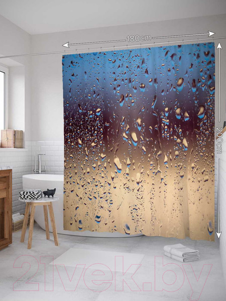 Изображение товара Шторка-занавеска для ванны JoyArty Влажное стекло / sc_19803