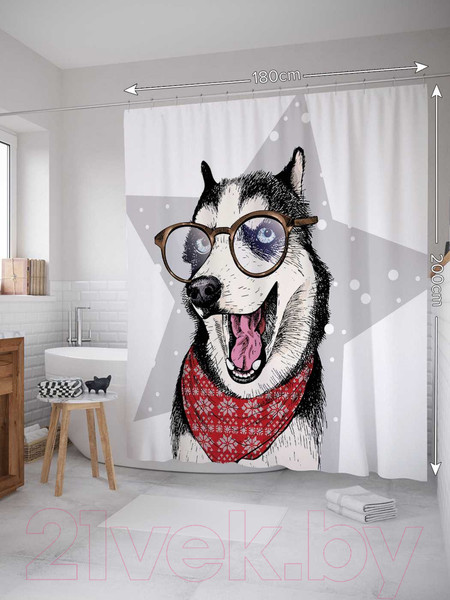 Изображение товара Шторка-занавеска для ванны JoyArty Кто тут звезда? / sc_70152