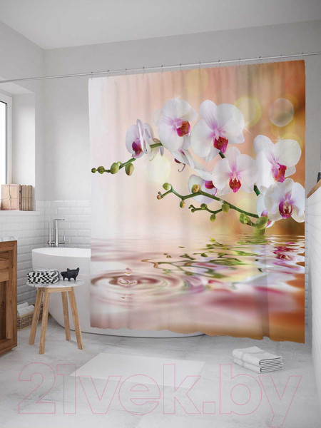 Изображение товара Шторка-занавеска для ванны JoyArty Нежная орхидея / sc_2601