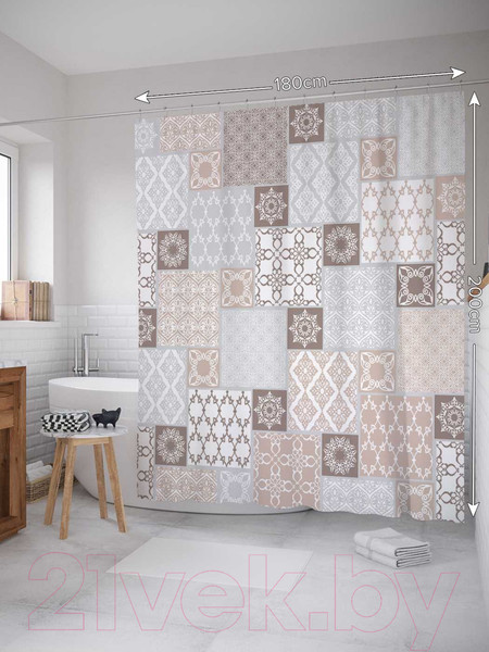 Изображение товара Шторка-занавеска для ванны JoyArty Орнамент из плитки / sc_15422