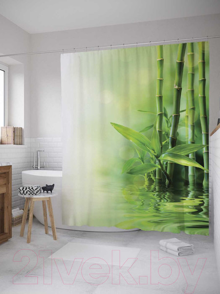 Изображение товара Шторка-занавеска для ванны JoyArty Бамбук у воды / sc_12188