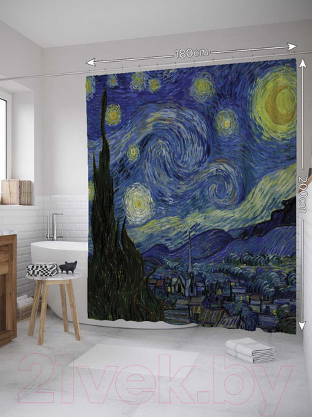 Изображение товара Шторка-занавеска для ванны JoyArty Звездная ночь / sc_7906