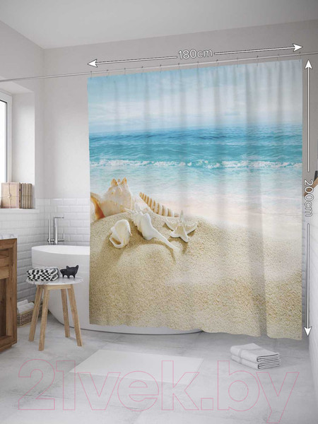 Изображение товара Шторка-занавеска для ванны JoyArty Песчаные останки / sc_8255