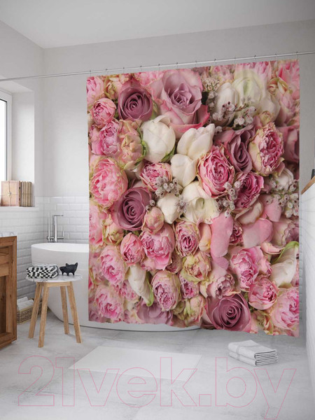 Изображение товара Шторка-занавеска для ванны JoyArty Розовый букет / sc_2740