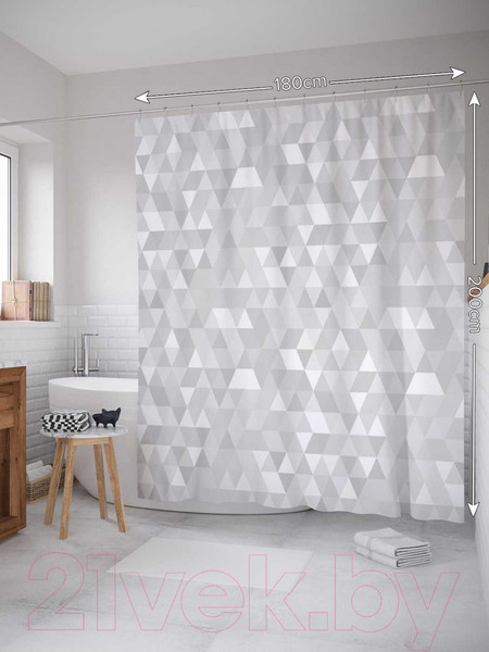 Изображение товара Шторка-занавеска для ванны JoyArty Мраморные треугольники / sc_21094