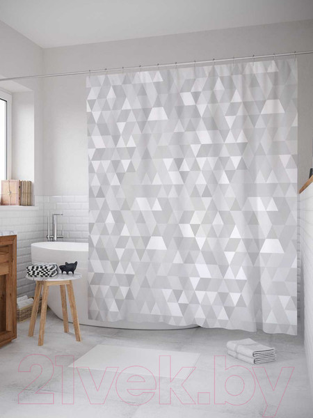 Изображение товара Шторка-занавеска для ванны JoyArty Мраморные треугольники / sc_21094