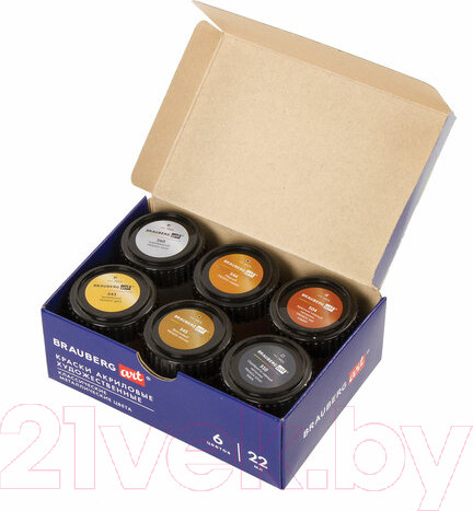 Изображение товара Акриловые краски Brauberg Металлические цвета / 191717 (6шт)