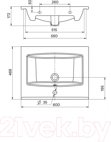 Изображение товара Тумба с умывальником Акватон Сохо 60 (1A2580K1AJA00)