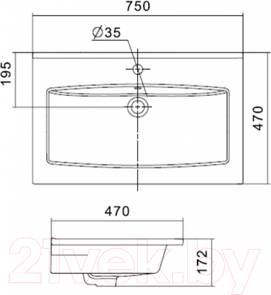 Изображение товара Тумба с умывальником Акватон Сохо 75 (1A2581K1AJA00)