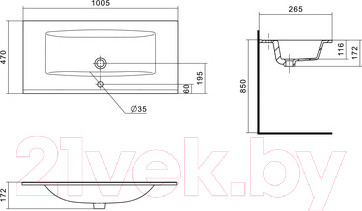 Изображение товара Тумба с умывальником Акватон Сохо 100 (1A2582K1AJA00)