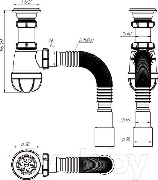 Изображение товара Сифон Aquant B0115-30-MR