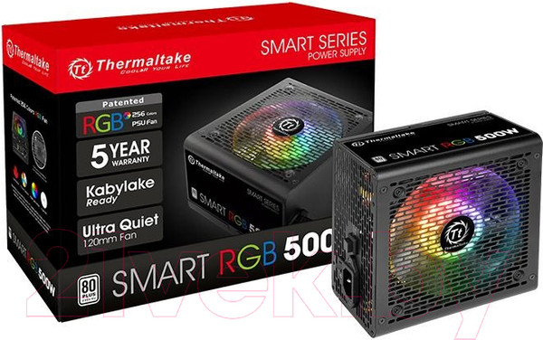 Изображение товара Блок питания для компьютера Thermaltake ATX 500W Smart RGB 500 80+ / PS-SPR-0500NHSAWE-1