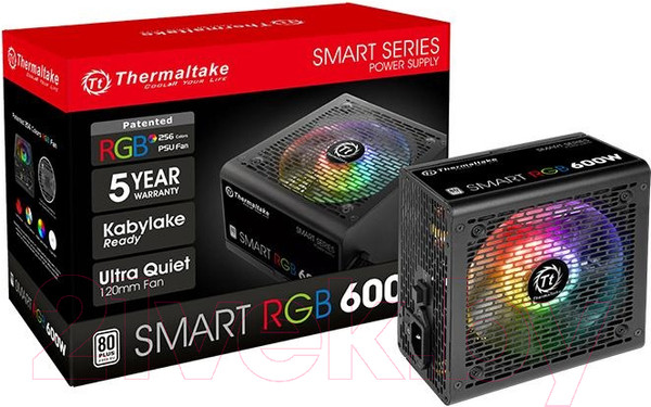 Изображение товара Блок питания для компьютера Thermaltake ATX 600W Smart RGB 600 80+ / PS-SPR-0600NHSAWE-1