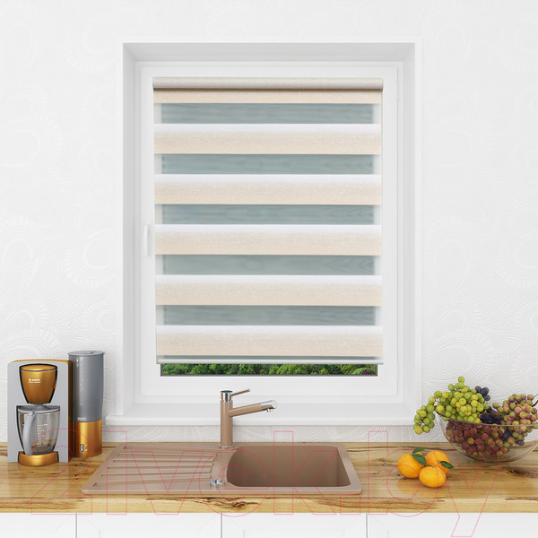 Изображение товара Рулонная штора Lm Decor Дабл ДН LB 55-01 130x170 (белый/бежевый)