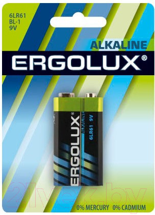 Изображение товара Батарейка Ergolux 6LR61 Alkaline BL-1 (9В)