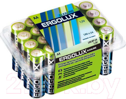 Изображение товара Комплект батареек Ergolux LR6 Alkaline BP-24 (1.5В)