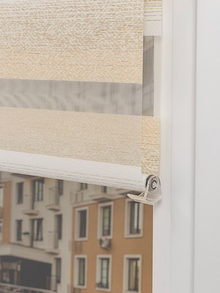 Изображение товара Рулонная штора Lm Decor Дабл ДН LB 55-01 200x185 (белый/бежевый)