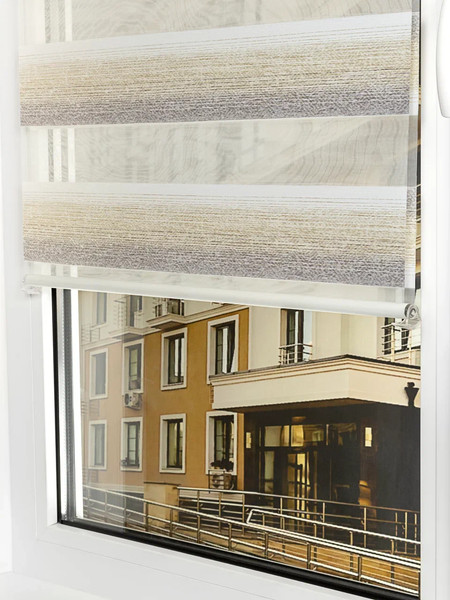 Изображение товара Рулонная штора Lm Decor Дабл ДН LB 55-02 140x170 (бежевый/серый)