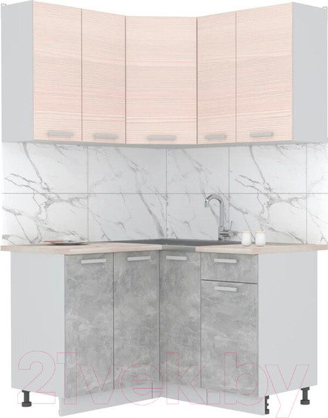 Изображение товара Кухонный гарнитур Интерлиния Мила Лайт 1.2x1.3 (вудлайн кремовый/бетон/бискайская сосна)