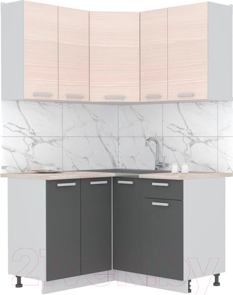 Изображение товара Кухонный гарнитур Интерлиния Мила Лайт 1.2x1.3 (вудлайн кремовый/антрацит/бискайская сосна)