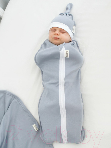 Изображение товара Пеленка-кокон детская Amarobaby Nature Essence / AB-OD21-NE57/11-56 (серый, р-р 56-68)