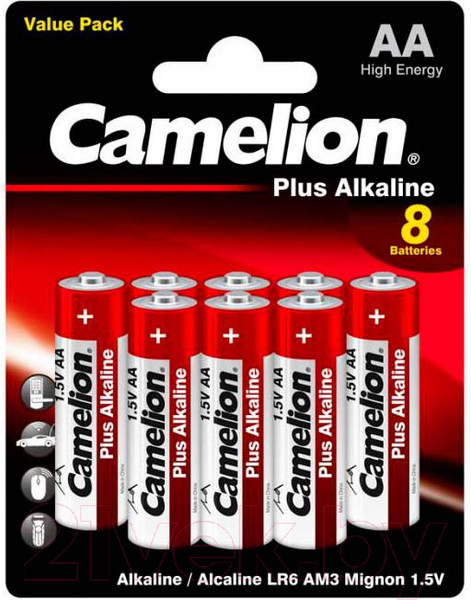 Изображение товара Комплект батареек Camelion LR6 Plus Alkaline BL-8 / LR6-BP8