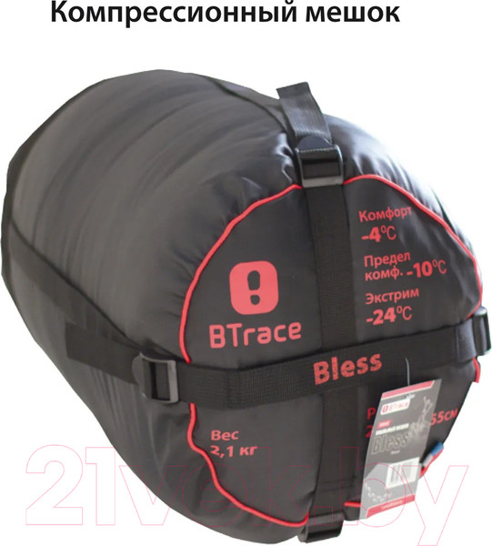 Изображение товара Спальный мешок BTrace Bless L Size / S0577 (правый, серый/синий)